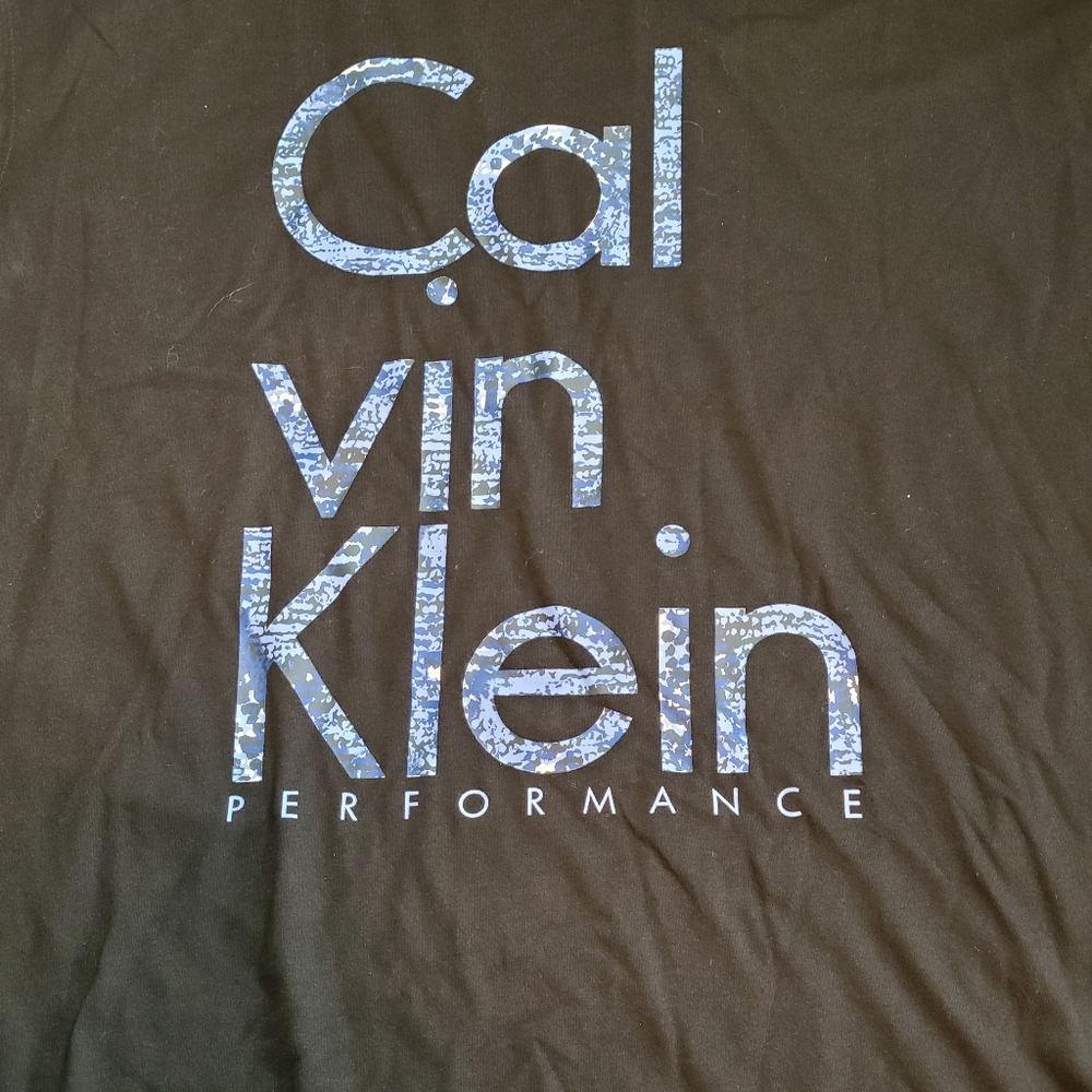 Calvin Klein Performance Quick Dry Spell out Black raw edge tank Women's Plus - Picture 5 of 7